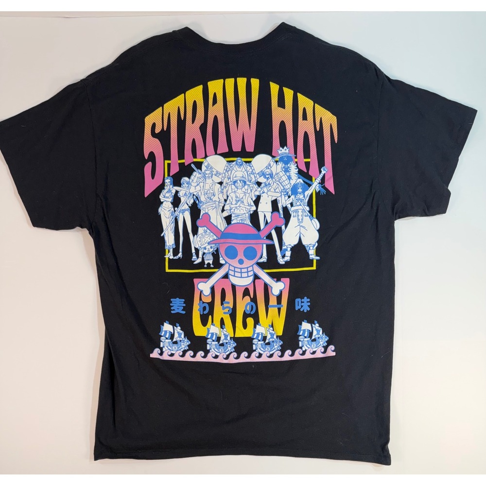 One Piece Straw Hat Crew Anime Graphic T-Shirt Black Mens XL Luffy Zoro Nami